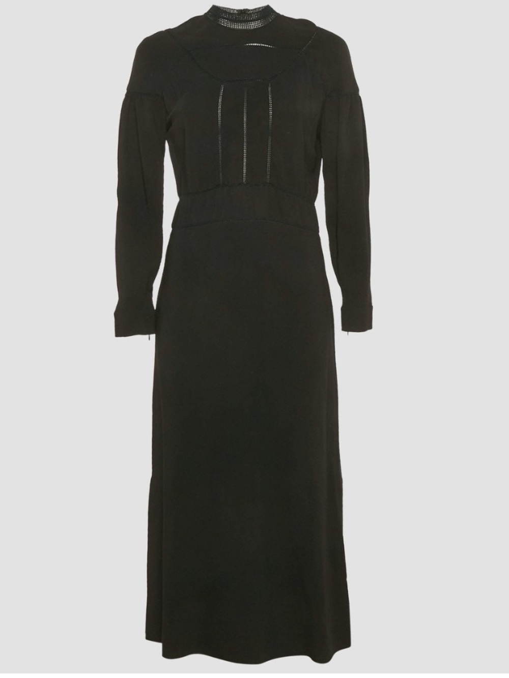 Burberry Black Crepe Lace Inserts Midi Dress Black Size 6